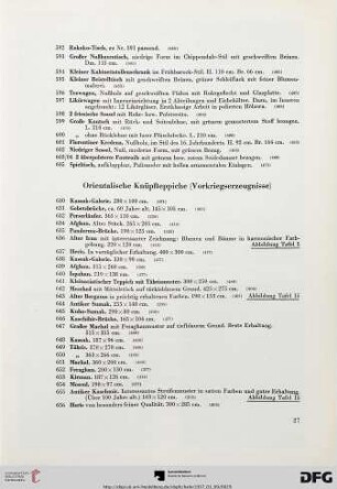 Orientalische Knüpfteppiche (Vorkriegserzeugnisse) (Nr. 630-731)