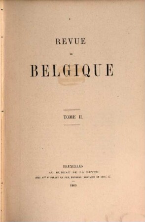 Revue de Belgique. 2. 1869