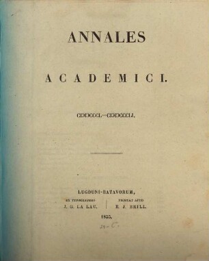 Annales academici. 1850/51, 1850/51 (1855)