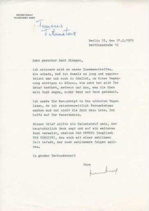 Korrespondenz von Hildegard Knef