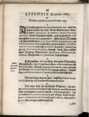 Appendix de anno 1663: ad Brevem adumbrationem de anno 1653.