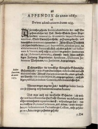 Appendix de anno 1663: ad Brevem adumbrationem de anno 1653.
