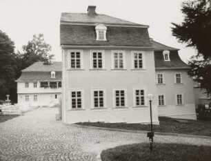 Markneukirchen. Musikinstrumenten-Museum, sogenanntes Paulus-Schlössel (1784-1789; J. A. Mönnig). Östliches Seitengebäude von Osten