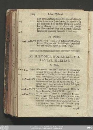 XI. Historia Bohemiae, Moraviae, Silesiae.