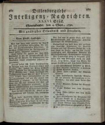 XXXVI. Stück. Sonnabends: den 4. Sept., 1790.