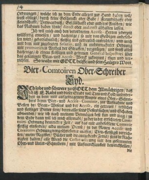 Bier-Comptoiren Ober-Schreiber Eyd.
