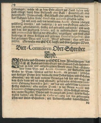 Bier-Comptoiren Ober-Schreiber Eyd.