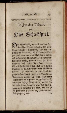 Le Jeu des Eschecs. Oder Das Schachspiel