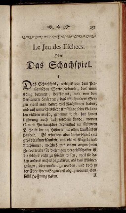 Le Jeu des Eschecs. Oder Das Schachspiel