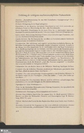 Erklärung der wichtigsten musikwissenschaftlichen Fachausdrücke
