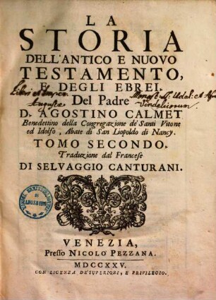 La storia dell'antico e nuovo testamento, Tomo secondo