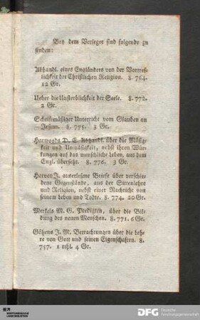 Beim Verleger erschienene Werke.