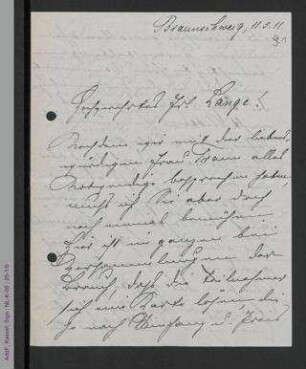Brief von Elisabeth Wernicke an Helene Lange