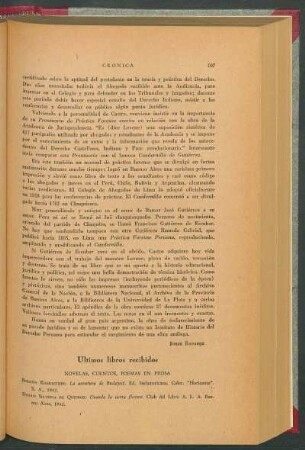 Últimos libros recibidos