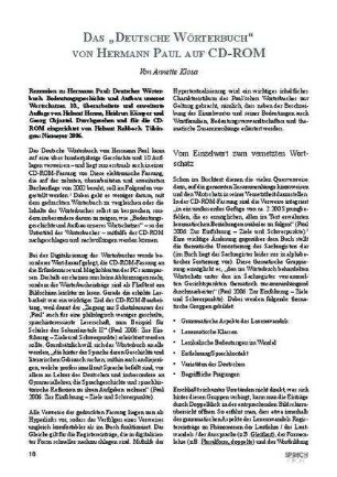 Das "Deutsche Wörterbuch" von Hermann Paul auf CD-ROM