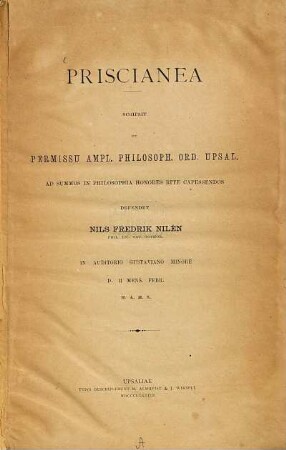Priscianea : (Doctordiss. v. Upsala)