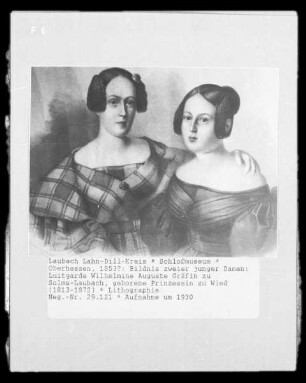Bildnis zweier junger Damen: Luitgarde Wilhelmine Auguste Gräfin zu Solms-Laubach, geborene Prinzessin zu Wied (1813-1872)