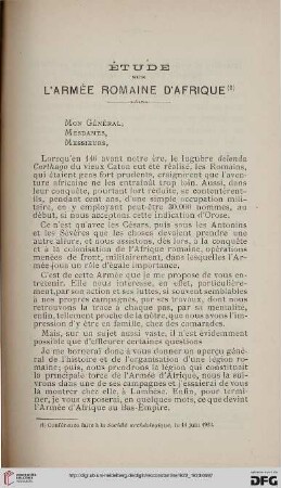 Sér. 5: Étude sur l'armée romaine d'Afrique