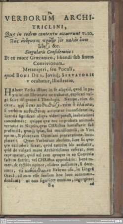 Verborum Architriclini, Quae in eodem contextu occurunt v. 10