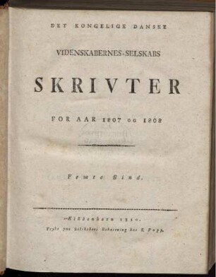 5: Det Kongelige Danske Videnskabernes-Selskabs skrivter