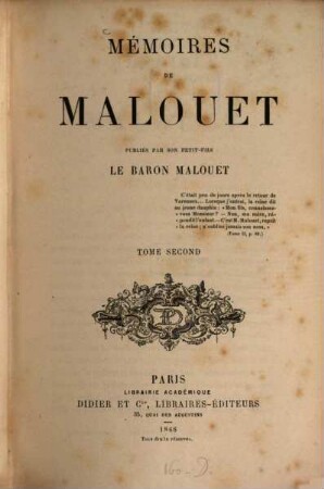 Mémoires de Malouet. 2