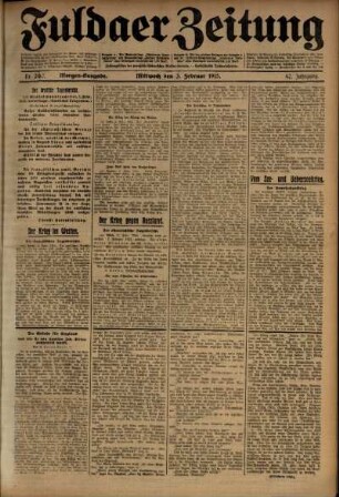 Erste Ausgabe vom Mittwoch, den 03. Februar 1915.