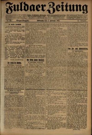 Erste Ausgabe vom Mittwoch, den 03. Februar 1915.