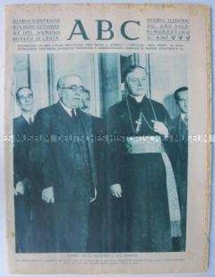 Illustrierte spanische Tageszeitung "ABC", Titelfoto: Regierungschef Azana mit einem Kirchenvertreter