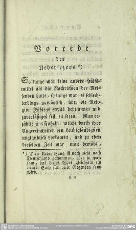 Vorrede des Uebersezers
