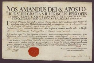 Zeugnis über die erste Tonsur des Anton Ferdinand von Hanxleden .