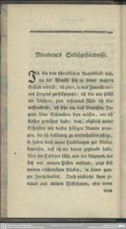 Mirabeau's Selbstgeständnisse