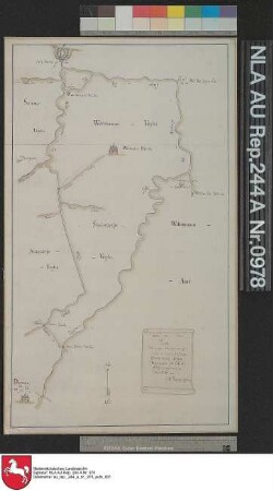 Die Hauptabwässerungskanäle zwischen DUNUM und Neuharlingersiel mit Einzeichnung der Ortschaft Werdum und des Werdumer Grashauses Kolorierte Zeichnung von J. N. Franzius Papier Format 49,0x28,2 M 1:32.150 (ca)
