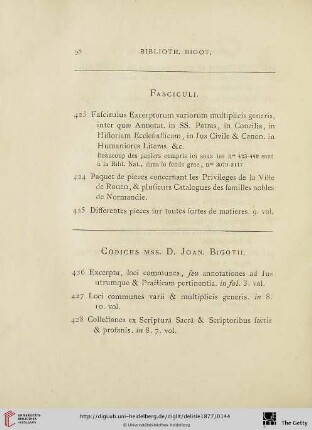Codices Mss. D. Joan. Bigotii