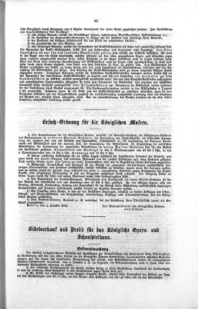 Besuchs-Ordnung für die Königlichen Museen