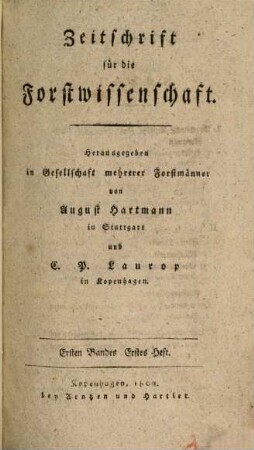 Zeitschrift für die Forstwissenschaft. 1. 1802