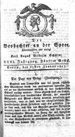 5. Stueck, 29. Januar 1827