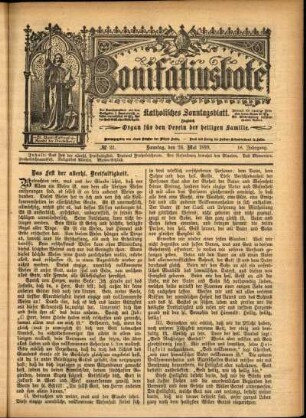 Erste Ausgabe vom Sonntag, den 28. Mai 1899.