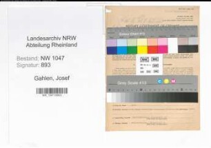 Entnazifizierung Josef Gahlen , geb. 03.05.1899 (Beamter)