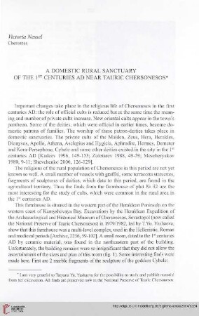 15: A domestic rural sanctuary of the 1st centuries AD near Tauric Chersonesos