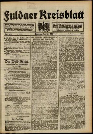 Erste Ausgabe vom Samstag, den 13. Oktober 1917.