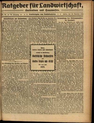 Zweite Ausgabe vom Sonntag, den 14. Dezember 1924.