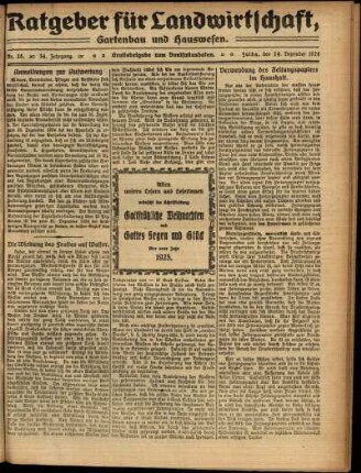 Zweite Ausgabe vom Sonntag, den 14. Dezember 1924.