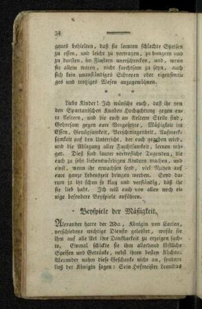 Beyspiele der Mäßigkeit.
