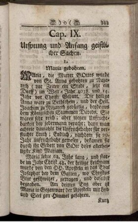 Cap. IX. Ursprung und Anfang geistlicher Sachen.