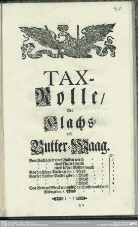 Tax-Rolle, Der Flachs- und Butter-Waag