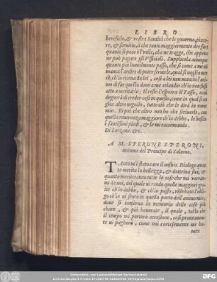 A M. Sperone Speroni, in nome del Prencipe di Salerno.