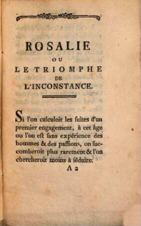 Rosalie ou le triomphe de l'inconstance