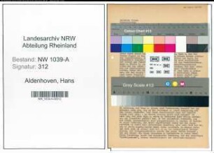 Entnazifizierung Hans Aldenhoven , geb. 19.12.1906 (Kaufmann)