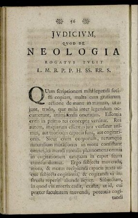 Judicium, Quod de Neologia Rogatus Tulit [...]