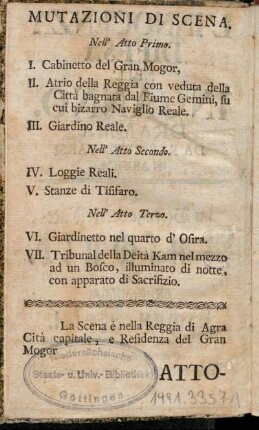 Mutazioni Di Scena. = Veränderung der Scenen.